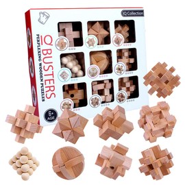 OBEST Kongming Puzzle, Wooden Puzzle, Killing Time, 3D Puzzle, Stress Relief Toy Set, Includes Strategic Diagram, Suitable for Ages 6 and Up