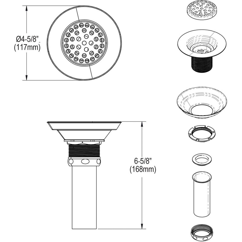 Elkay LK18B 3-1/2" Drain with Type 304 Stainless Steel Body,
