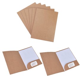 Presentation Folder A4 Made of 350 g/m² Kraft Paper Document Folder A4 Folder with Pockets A4 Paper Certificate Folder A4 Portfolio Folder for Office Conference Business, 310 x 220 mm (6, Brown)