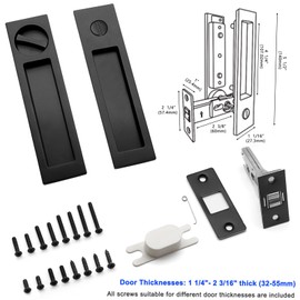 Dontay Pocket Door Handle, Modern Rectangular Keyed Entry Function, (Bed/Bath) Pull Latch, Recessed Sliding Door Hardware for 1 3/8” to 2 3/16” Thickness (Privacy Lock, Matte Black, 2 Pack)