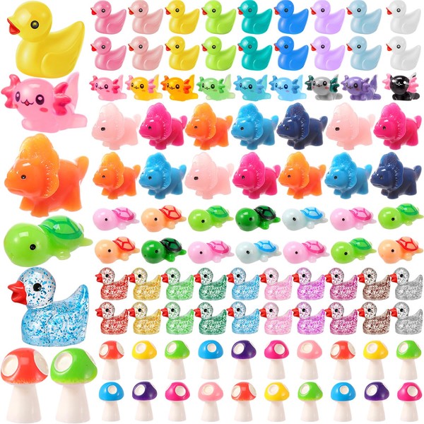 Barydat 100 Pcs Mini Resin Animals Figures Small Variety Animals