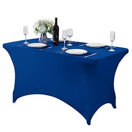 Spandex Table Cover for 4FT Table Universal Fitted Stretch Tablecloth for Party, Banquet, Wedding and Events-Classicblue