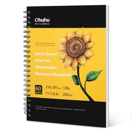 Sketchbook A4 120 Pages 60 Sheets - Ohuhu Drawing Pad DIN A4 with Spiral Bound - 200 g/m² Large White Paper - Portrait Format - Sketchbook for Artists and Professionals for Drawings and Sketches