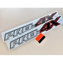 Black & Orange Four Wheel Drive Offroad Decal Stickers, Comparible Replacement for Armada, Titan, Frontier, Pathfinder, Pro4x Truck Bed, SUV, Durable & Weatherproof, Size 21.5 x 3 inch (Set of 2)