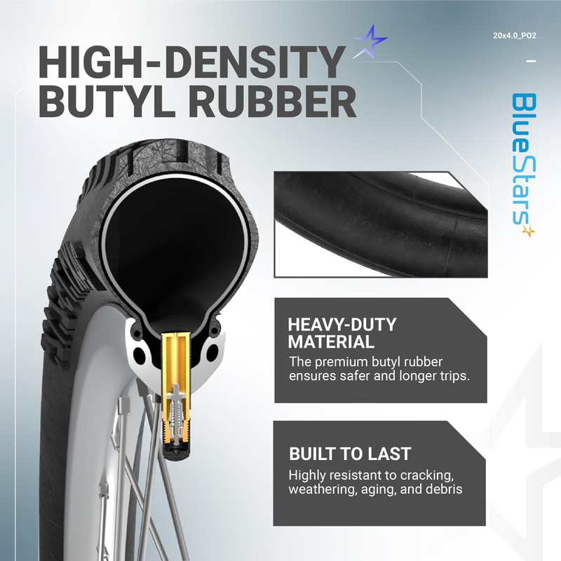 BlueStars Heavy-Duty 20x4.0 Bike Inner Tubes with Schrader Valve -