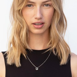 day.berlin Cara Women's Necklace 18 Carat Gold-Plated with Zirconia Crystal Pendant (10 mm), 45 + 5 cm Variable Length, Fine 316L Stainless Steel Chain, Nickel-Free and Waterproof, Stainless Steel,