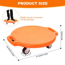 Kids Scooter Board Standard Sitting Scooter Board with Handles Swivel Casters Round Plastic Floor Surfer Fun Sports Scooters for Children Physical Education Home Use Sensory Scooters Boards ages 3+