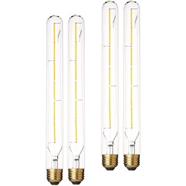 Dimmable Edison T10(T30) LED Tubular Bulb 6W,Warm White 2700K,T300 Long Tube Light Bulbs,Vintage LED Filament Bulbs 60 Watt Equivalent,E26 Base, 550LM, Clear Glass Cover,11.8in(300mm),4-Pack