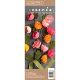 Lia Griffith LG40003 Crepe Paper Kit, Ranunculus Flowers, Assorted Sizes, Colors May Vary 29 Count