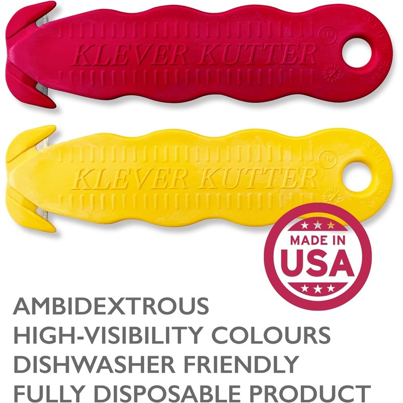 Klever Kutter KCJ-1Y Safety Box Cutter, 5 Count, Yellow