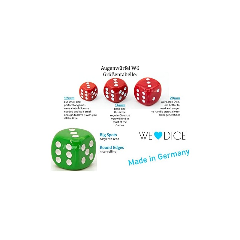 WeLoveBeads XL Dice (20 mm) in Transparent / Black Dots