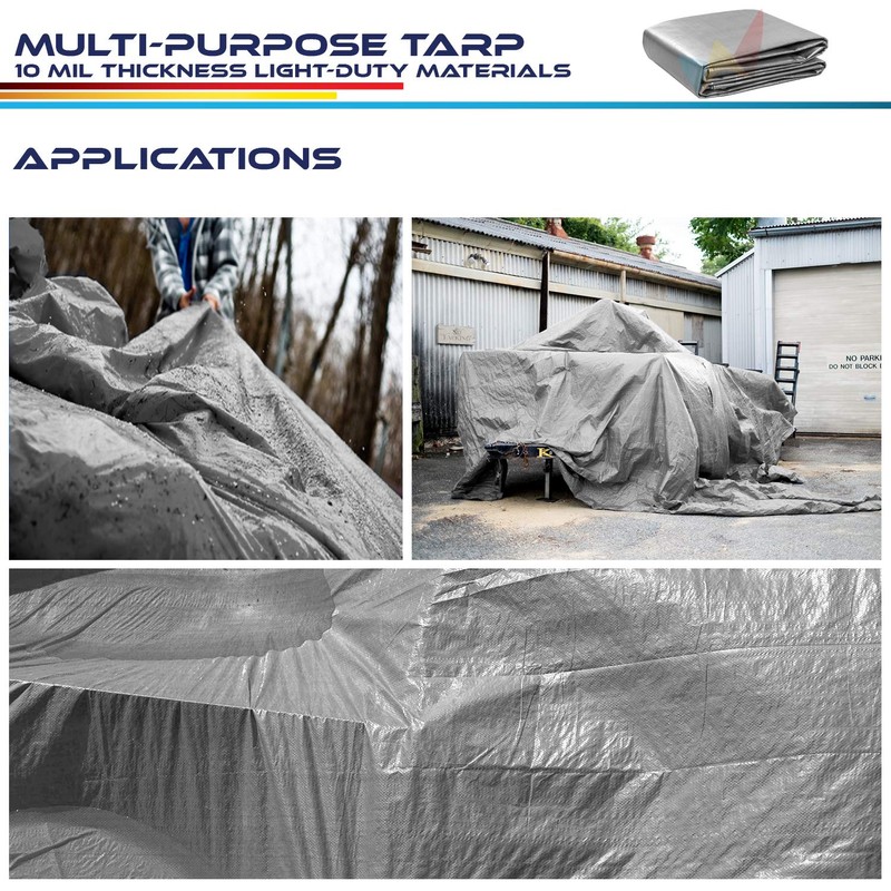 Windscreen4less 20' x 30' Heavy Duty 10 Mil Waterproof Silver