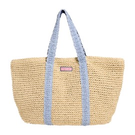 Womens Small Striped Straw Tote