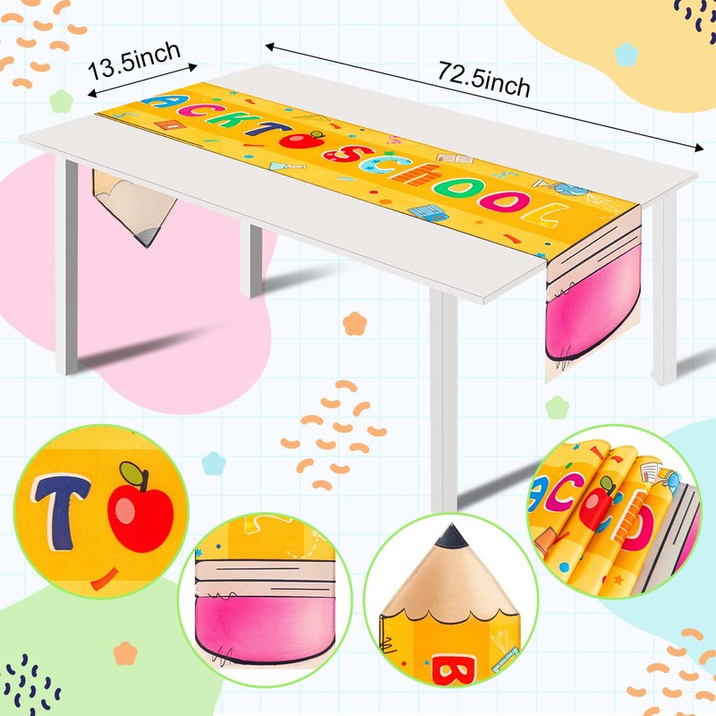 Back to School Table Runner, Pencil Party Table Runner for