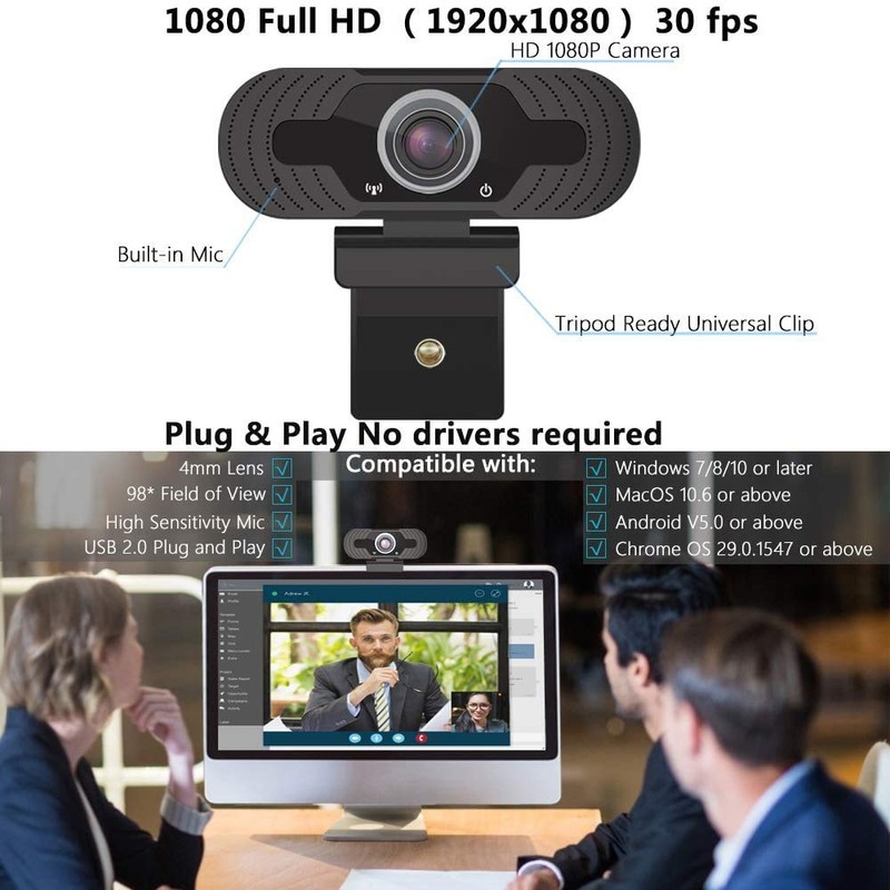Full HD 1080P Webcam With Microphone and USB Web Camera,