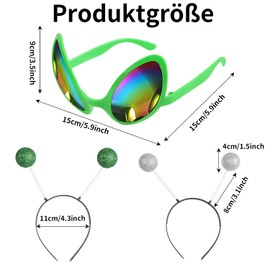 JOFONY 4 x Alien Headband and Glasses, Party Head Boppers Headband, Alien Glasses, Suitable as Photo Props and Atmosphere Props for Adults and Children