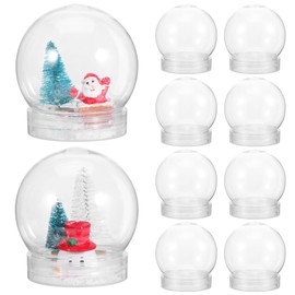 SOIMISS Pack of 10 Snow Globe Craft Set, Transparent with Screw Cap, DIY Snow Globes for Children, Gifts, Christmas
