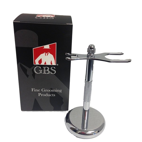 G.B.S Chrome Shaving Brush and Razor Stand, Proper Storage of Your Best Tools Including Badger and Synthetic Brushes