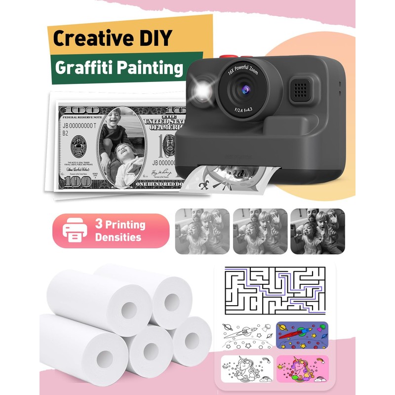 Yehtta 10 Rolls Kids Instant Camera Print Paper, Photo Printer