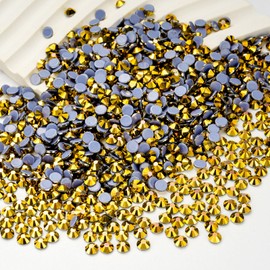 Meibite Hotfix Rhinestones Bulk, 14400PCS Gold Hot Fix Rhinestones for Clothes DIY Decoration Crafts, Gold, SS20, 4.6-4.8mm