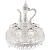 Turkish Coffee Cup and Tea Pot Set Including Teapot,Tea Tray,6