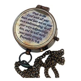 Brass Engraved Trust in The Lord with All Your He Engraved Proverbs 3: 5-16 Confirmation, Birthday Wedding Men Antique Nautical Compass Navigational Compass Tool for Travelling by THEMEDIEVALMARTCITY