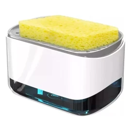 Kwalux Dispensador De Jabón Para Cocina Hogar Con Jabonera 2 En 1 Color Blanco