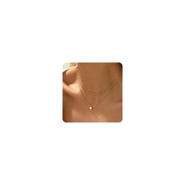 NONAMOIS 18K Gold Plated Twisted Singapore Chain Choker Necklace for Women Dainty Gold Layering Solitaire Cubic Zirconia Pendant Necklace Set Stainless Steel Non Tarnish Jewelry