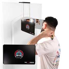 LIPFISBARBERSHOP.COM The 360 Mirror - 3 Way Mirror for Self Hair Cutting - Adjutable Trifold Barber Mirror to Cut Your Own Hair - Tri Fold Self Haircut System - Three Sided Mirror for Haircuts (Black - Mini LED version)