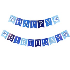 Dog Happy Birthday Banner, Blue Puppy Birthday Banner Garland Pet Dog Theme Birthday Party Decoration, Boy Dog Birthday Banner Puppy Party Supplies, 9.8 Feet