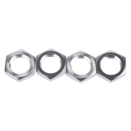LAFEINA 4PCS 17mm Aluminum Wheel Hex Hub Nut for 1/8 RC Model Car Upgraded Parts (Silver)