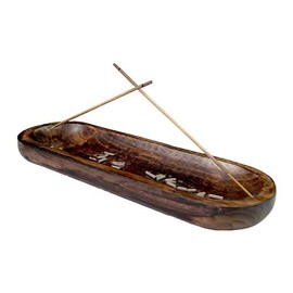 storeindya Wooden Incense holder Boat shape Ash Catcher