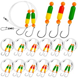 Pompano Rig Saltwater Surf Fishing Rigs – 12 Pack Double Drop Leader Rigs with Hooks, Floats, Beads & Snap – Easy Pre-Tied Terminal Tackle for Pompano, Whiting, Redfish