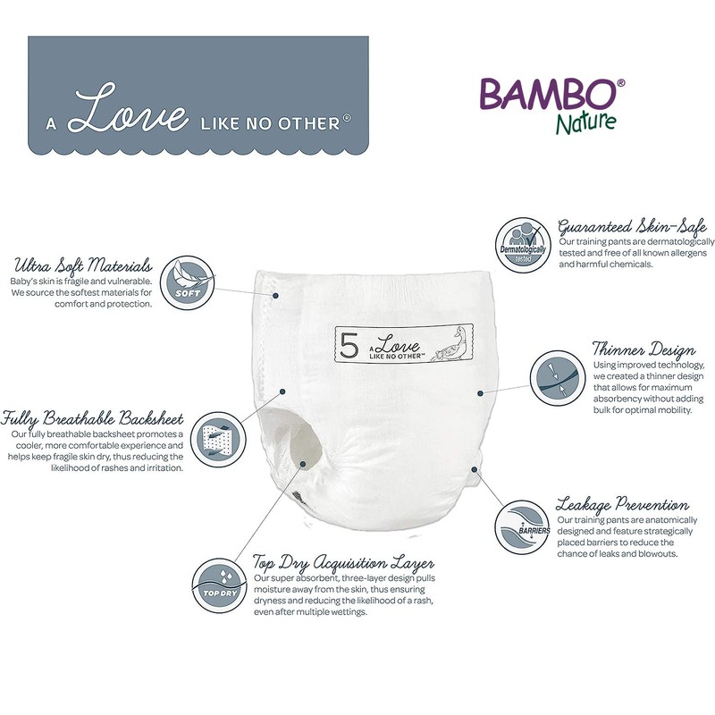 Bambo Nature Premium Eco-Friendly Training Pants, Size 6 (35+ Lbs),