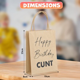 Funny Gag Gift Bag With Handle 'Happy Birthday C*NT' Rude Gift For Him For Her Medium Size Birthday Present Gift Bag
