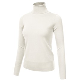 JJ Perfection Stretch Soft Knit Sweater Turtle Neck Long Sleeve Casual Lightweight Pullover Sweater for Womens with Plus Size