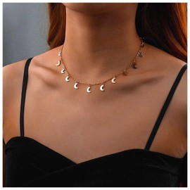 Erimberate Bohemian Moon Dangle Necklace Gold Moon Pendant Choker Necklace Crescent Moon Necklace Tiny Moon Dangle Necklace Jewelry for Women