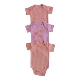 HAFY BABY Bodysuit Short Sleeve One-piece Suit Newborn Jumpsuit Infant Vest for Baby Boys and Girls 9-12 Months, Pack of 3, Color 1