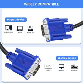 VGA to VGA Monitor Cable 10 Pack, 15 Pin Male to Male Computer Cord Support 1080P Full HD for Laptop TV Projector - 3 Feet