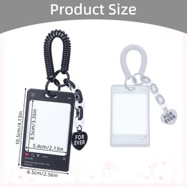 NICENEEDED 2PCS Photocard Holder Keychain ID Badge Holders Photocard Sleeves with Lanyards Display Holder for Bus Card Credit