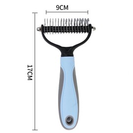 Dematting Comb for Dog & Cat – Pet Deshedding Tool for Removing Loose Undercoat, Knots, Mats – Dog Brush for Grooming – Dual Sided Undercoat Rake