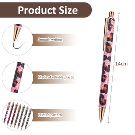 Bling Metal Pens 7Pcs Leopard Print Metal Pens Bling Sparkly Metal Ballpoint Retractable Ballpoint Pens Black Ink Click Ballpoint Pens for Students Adult, Children, School, Office, Home, Drawing