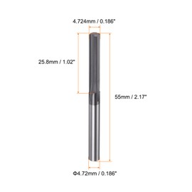 sourcing map Carbide Chucking Reamer 0.186"(4.724mm) Dia Straight Flute Straight Shank Machine Reamer Tool for Metal and Lathes CNC Machining Centers, Black