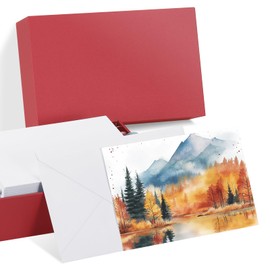 PATIKIL 30 Sets Pure Cotton Watercolor Cards 140lb/300 GSM Postcards with Envelopes for Art Painting Creative Thank Notes, 5x7 Inch(Red)