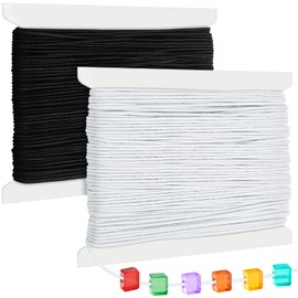 Caianwin 40 m / 1 mm Elastic Cord for Bracelets Elastic Cord Black and White Colour Jewellery Thread Elastic Nylon Cord for Beads Necklace and DIY Jewellery Crafts