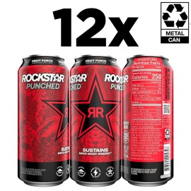 Rockstar (12 Pack) Rockstar Punched Fruit Punch Energy Drink with B Vitamin, 16 Fl Oz