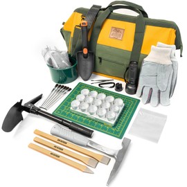 ASR Outdoor 13pc Geology Rock Hounding Kit with Mining Tools and Carry Bag