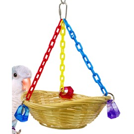 1914 Basket Swing Bonka Bird Toys Bamboo Colorful Chew Swing Hanging Parrot Quaker Parrotlet Budgie