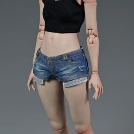 [TOYBARJAPAN] 1/6 Scale Action Figure, Compatible with TBLeague Body, Super Special Offer Fashion Beautiful Girl Shorts Jeans Jeans (Body and Shirt Not Included) (Dark Blue)