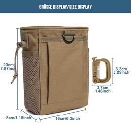 MUCHER Molle Tactical Waist Bags EDC Utility Bum Bag Waist Bag with 3 Hooks for Outdoor Hiking Hunting Camping Training (Khaki)